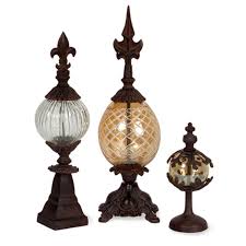 The table was supposed to have three identical finials but two of them were missing. Set Of 3 Sophisticated Hand Blown Glass And Metal Decorative Finials 17 Overstock 16606652