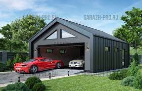 Современный гараж 7х7 на 2 машины - Строительство гаража 7х7 в стиле  барнхаус под ключ
