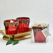 Red Mercury Glass Candle Favour Uk