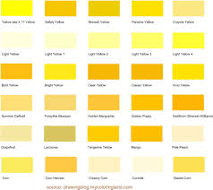 shades of yellow a list with color