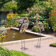 Standing Metal Crane Sculptures Bird