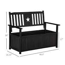 Black Wood Outdoor Storage Bench