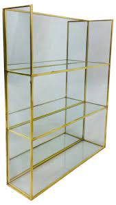 Gold Mirror Shelf Unit Glass Metal Wall
