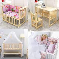 Solid Baby Crib Bedside Cot Bed Wooden
