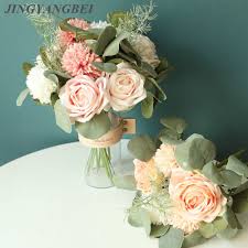 Shop target for artificial flowers & plants you will love at great low prices. Hydrangea With Rose Flower Bouquet Artificial Flowers Silk Flores Home Decor Wedding Bride Holding Flower Decoration Fake Flower Leather Bag