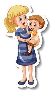 Free Vector | A sticker template with a mother holding her son
