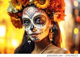 woman with sugar skull makeup on her