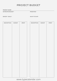 free printable project budget templates