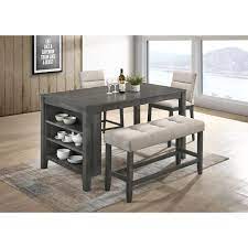 See more ideas about counter height dining sets, dining, counter height dining table. Best Quality Furniture Rustic Gray 4 Piece Counter Height Dining Set With 3 Shelf Storage