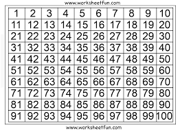 Number Chart 1 100 Number Worksheets Kindergarten Numbers