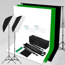 Excelvan Photography Video Studio Lighting Kit 1250w Soft Box W 3 Background Backdrop White Black Green 10x6 5ft Light Stand Walmart Com Walmart Com