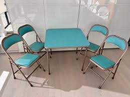 Vintage 1950s Folding Table Chairs By