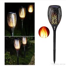 2019 New 96 Led Solar Flame Flickering Lawn Lamp Torch Light Led Dancing Flame Lights Waterproof Outdoor Home Garden Landscape Decoration Lamp From