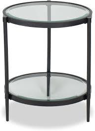 Adlon Round Glass Side Table In Dark