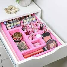 pink drawer organizer for makeup insert