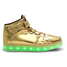 Family Smiles Led Light Up Sneakers Kids High Top Usb Charging Boys Girls Unisex Lace Up Shoes Gold Walmart Com Walmart Com
