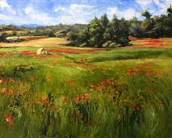 Painting A Field Of Red Flowers Oils