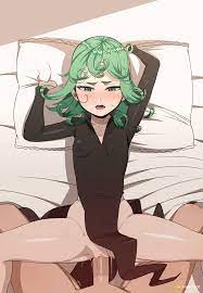 angelyeah, tatsumaki, one-punch man, animated, animated gif, highres,  looping animation, 1boy, 1girl, bed, bed sheet, bikini, black dress,  breasts, dress, green eyes, green hair, missionary, panties, penis, petite,  pillow, pussy, sex, small