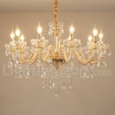 10 Light Gold Chandelier With Clear Crystal Candle Chandelier Lighting Pop