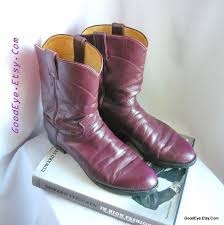 Vintage Justin Roper Boots Leather Men Size 10 B Eu 43 Uk 9 6 Narrow Width Ankle Western Ladies Sz 11 5 Usa Purple Eggplant