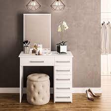 modern vanity table with mirror 6 drawers