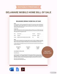 delaware mobile home bill of
