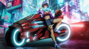 2560x1440 Neon Tron Bike Girl 4k 1440P ...