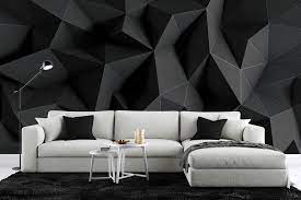 3d Black Geometrics Wallpaper Canvas