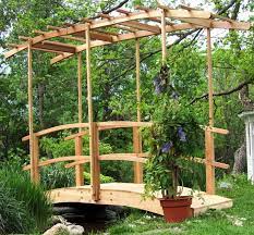 Cedar Wood Garden Bridge With Canopy