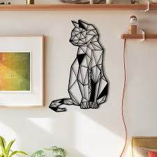 Metal Wall Art Geometric Cat Interior