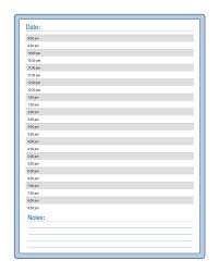 Half Hour Daily Schedule Template