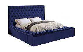 bliss navy blue velvet bed by meridian