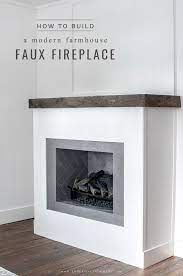 faux modern farmhouse fireplace