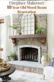 Wood Mantel On A Stone Fireplace