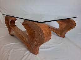 Curly Red Oak Wood Coffee Table Base