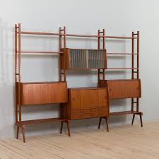 Vintage Teak And Brass Wall Unit