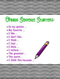 Opinion Writing Sentence Starter Anchor Chart