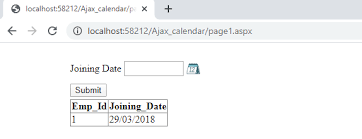 into database table in asp net using