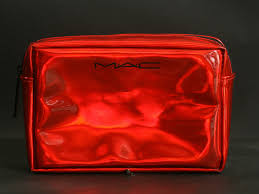 mac shiny red makeup bag clutch new