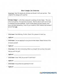 On this page you will find a link to a professionally written cleaner cv template and also get tips on what points to focus on in your cv. Short Job Interview Worksheet