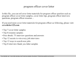 Program Officer Cover Letter