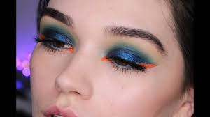 blue green and orange makeup tutorial