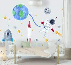 Astronaut And Earth Wall Decal Sticker
