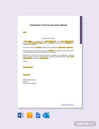Employment verification for employee's full name. Sponsorship Letter For Visa From Company Template Free Pdf Google Docs Word Apple Pages Template Net