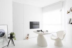 all white small apartment done in