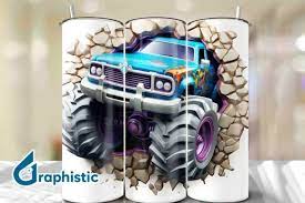 Monster Truck 3d Smashed Wall Art 05