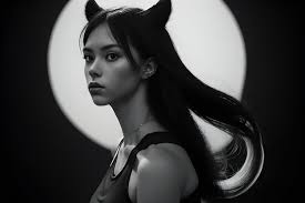 beautiful asian woman with black hair