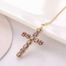 luxury women cross pendant necklace