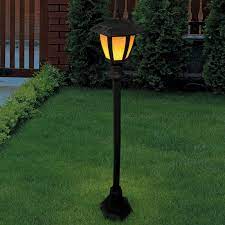 bright garden solar flame lamp post