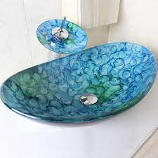 glass counter top basin modern oval
